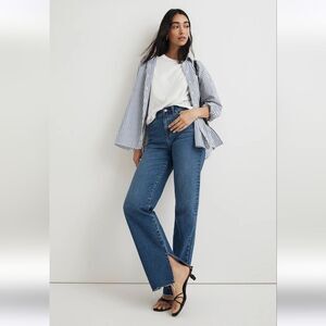 Madewell Baggy Straigh Leg Slit Hem Medium Wash High Rise Denim Jeans 30